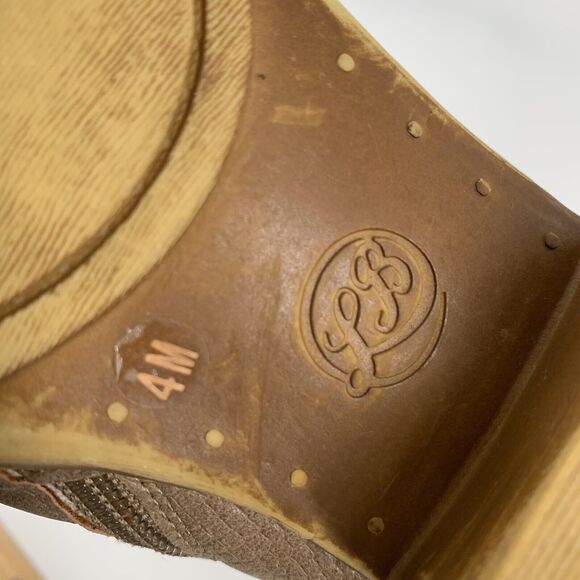 Lucky Brand Beah Faux Leather Ankle Boots 4 Big Girls Cream Brown Low Booties - Picture 7 of 10